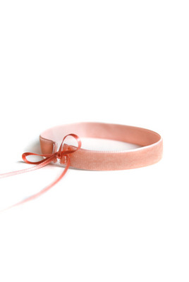 Coral velvet choker 