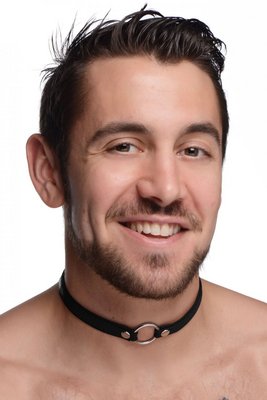 Sex Pet Leather Choker with Silver Ring 