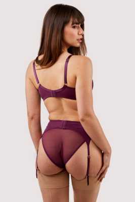 Astrid Merlot Lace And Trim Cut Out Suspender 