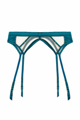 Ramona Teal Strap Detail Illusion Mesh Suspender 