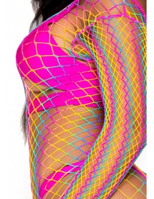 Net long sleeved mini dress rainbow 