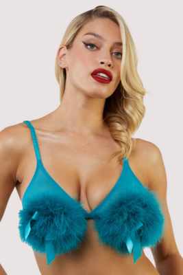 Teal Powder Puff Triangle Bra 