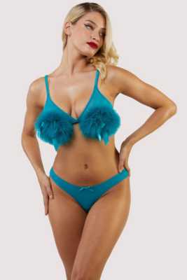 Teal Powder Puff Triangle Bra 