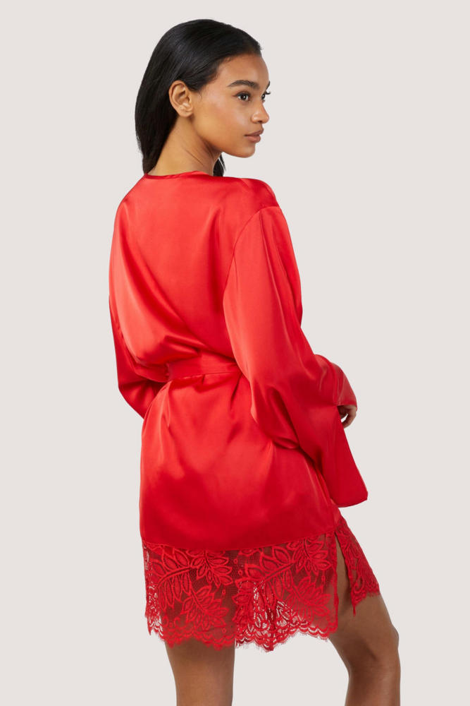 Rosie Red Satin and Lace Trim Robe   