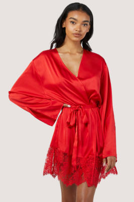 Rosie Red Satin and Lace Trim Robe  