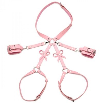 Pink Bondage Thigh Harness with Bows 