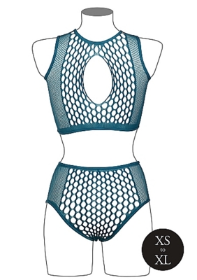 Duo Net Key-Hole Bra Set - - Ocean Deep 