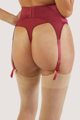 Etta red mesh and satin suspenderbelt 