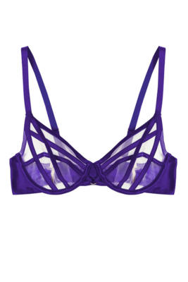 Ramona purple Strap Detail Illusion Mesh Bra 