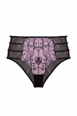 Jessie Pink and Black Whip Embroidery High Waist Brief 