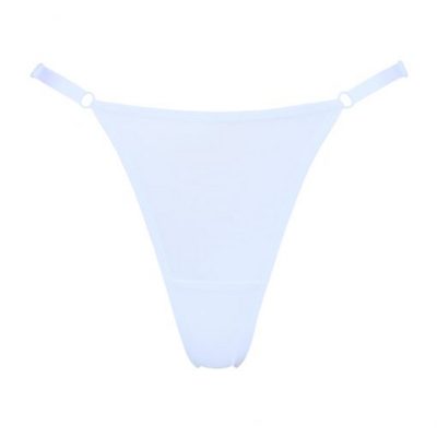 White Mesh Adjustable High Cut Thong 