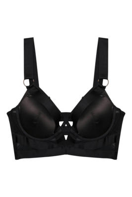  'Etta' Black  Longline Padded Plunge Bra. 