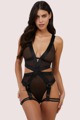 'Etta' Black Elastic and Mesh Multi-Strap Body  