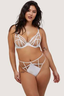 Ramona Strap Detail Illusion Mesh Bra white 