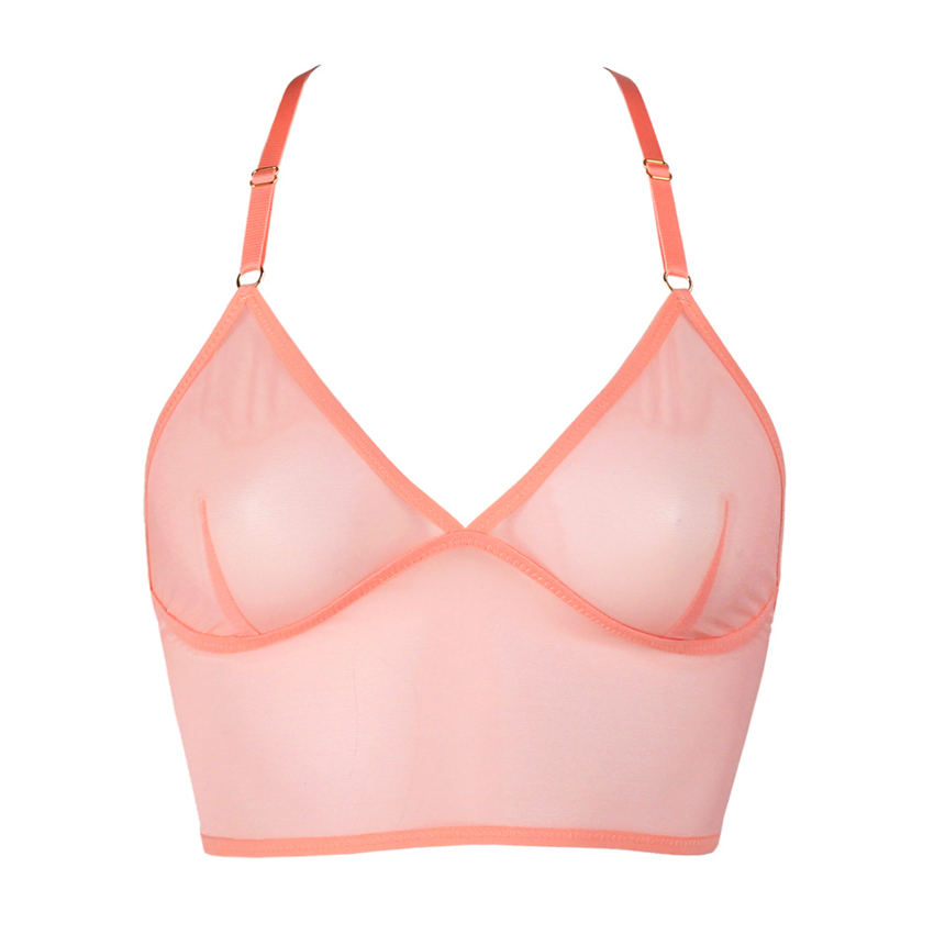 Triangle Top in Peach Mesh  