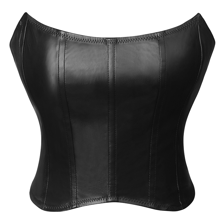 Leather Bandeau  Corset Cropped Top  