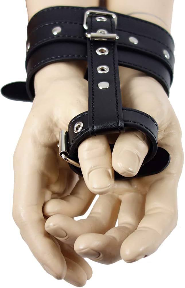 Bondage Handcuffs with Thumb Cuff Leather  