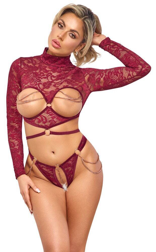 Burgundy lace long sleeve   