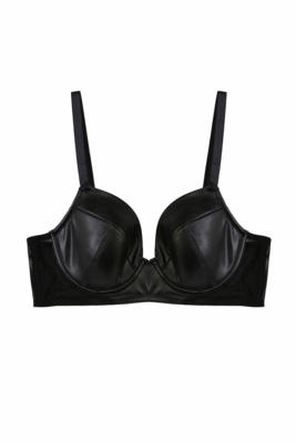 Iris Black Leatherette Padded Plunge Bra 