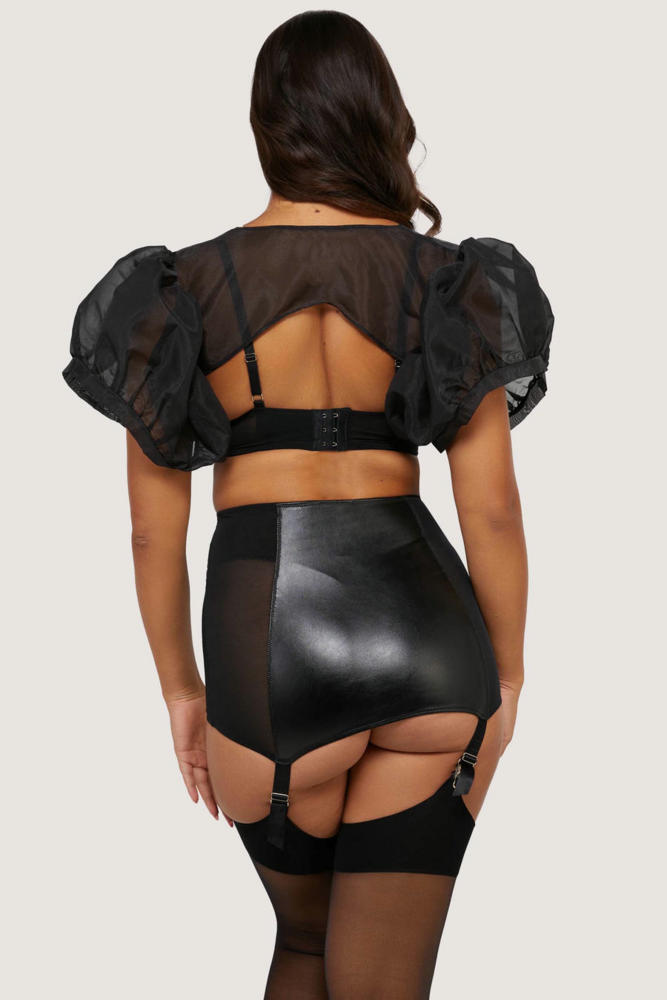 Iris Black Leatherette and Mesh Roll-On Girdle  