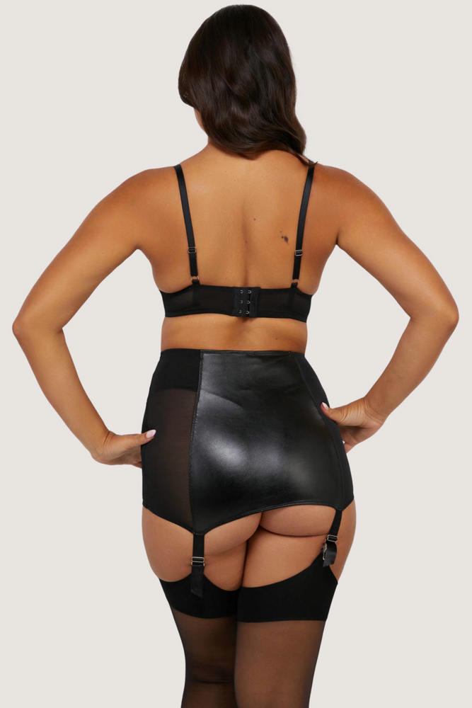 Iris Black Leatherette and Mesh Roll-On Girdle  