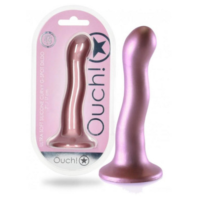 / Ultra Soft Silicone Curvy G-Spot Dildo - 7'' / 17 cm - Rose Gold