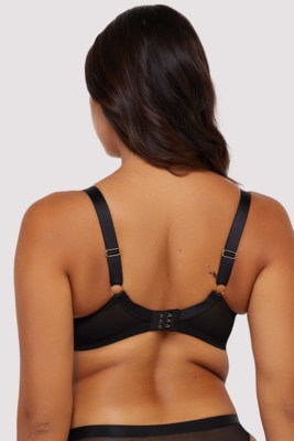  Eleanor Black Strappy Embroidery Balconette Bra 