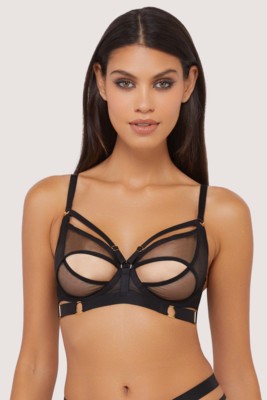 / Alexa Black Mesh Overlay Thick Strap Bra