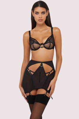 Emilia Black Mesh Cut Out Double Ring Girdle 