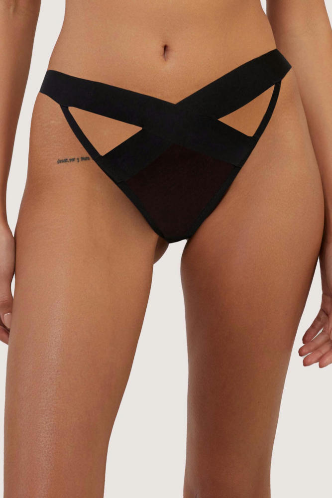 Etta black mesh elastic brief  