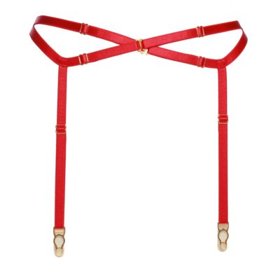 / Red Bondage Garter Belt with Golden Sliders