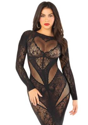 / Lace and Net Bodycon Gown black