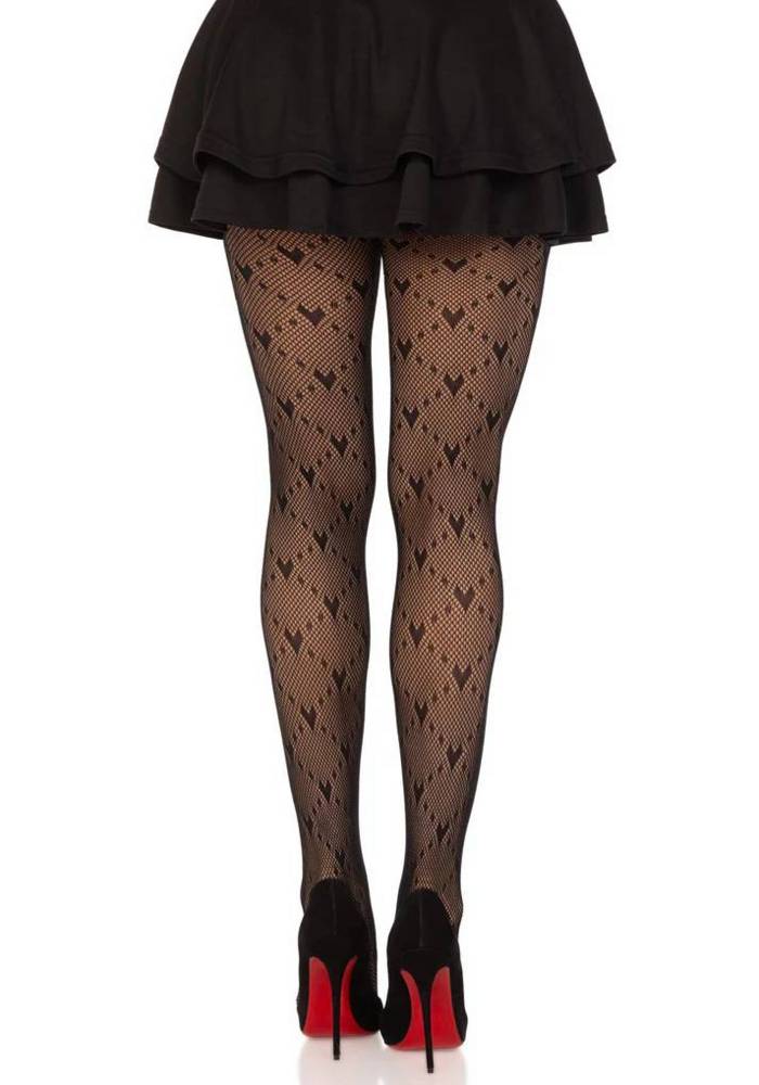 Love Struck Heart Net Pantyhose  