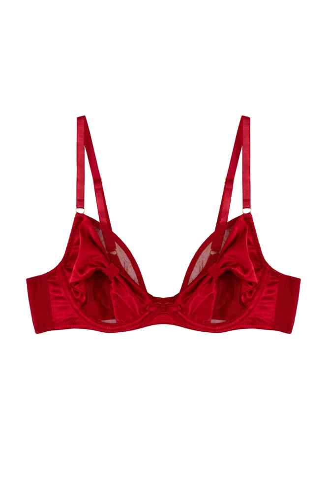 Annette Red Satin Bow Cup Bra  