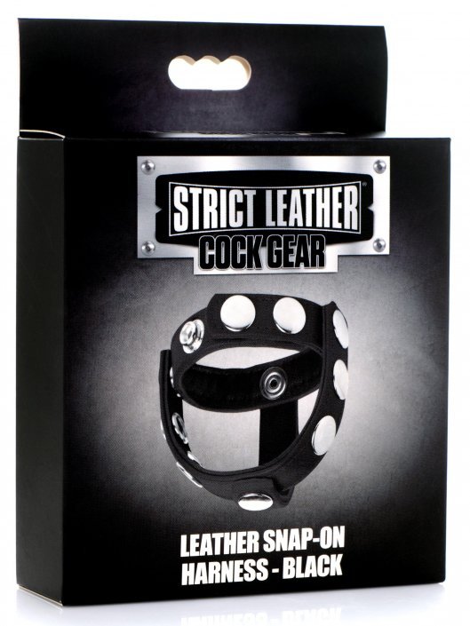 Leather Snap-on Cock Harness - Black  