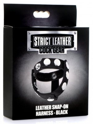 Leather Snap-on Cock Harness - Black 