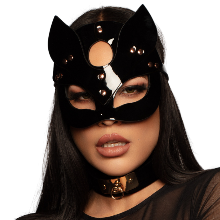  High Gloss Cat Mask Deluxe – Black/Gold  